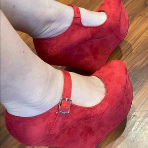 Red fashion Wedge Shoes